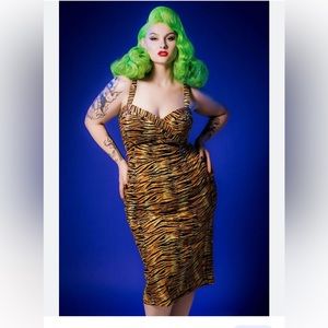 Deadly Dames Wiggle Dress Tiger Print XL